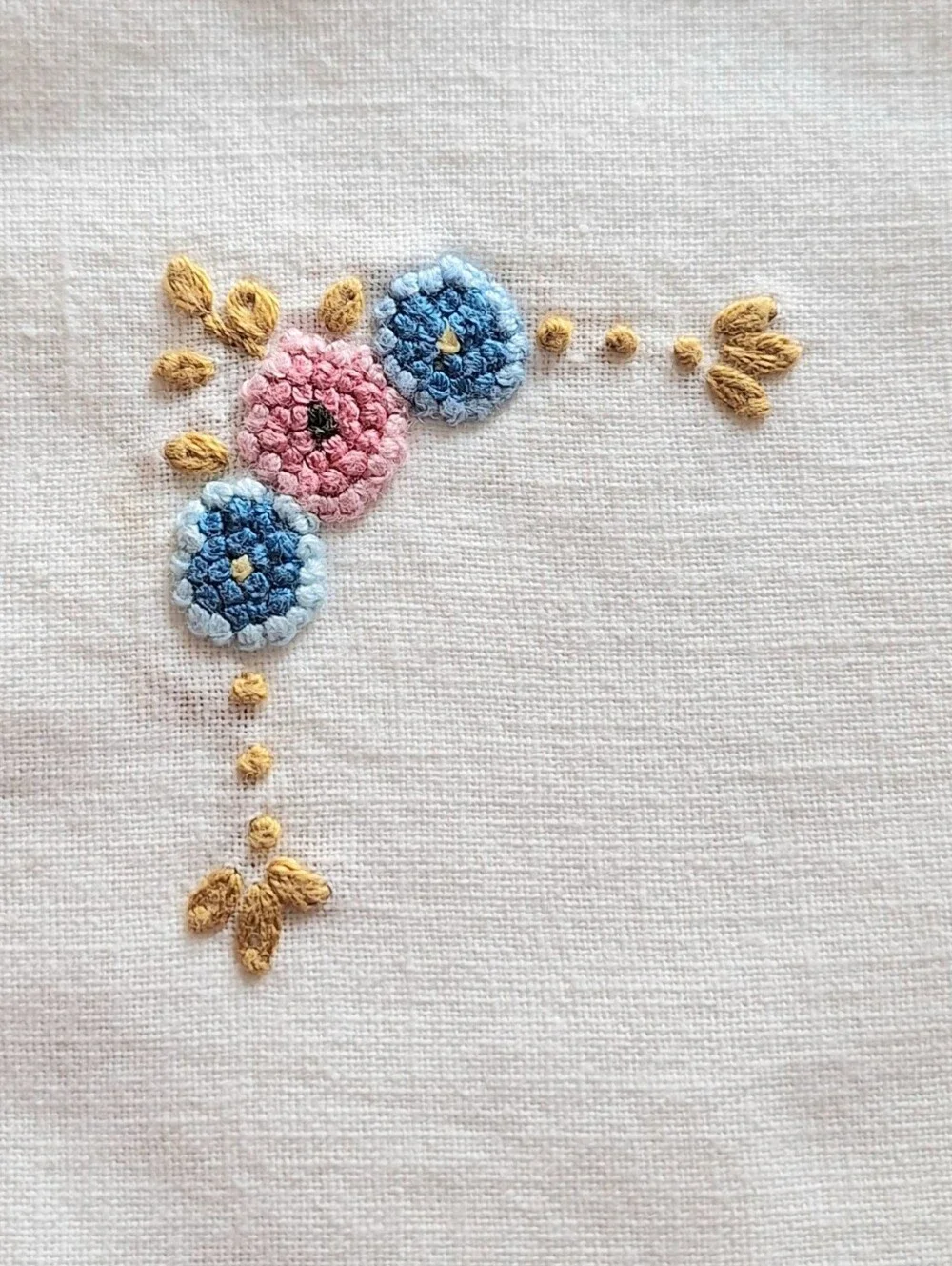 Vintage Handmade Embroidered Floral Napkins With Crochet Edges, Set of 4